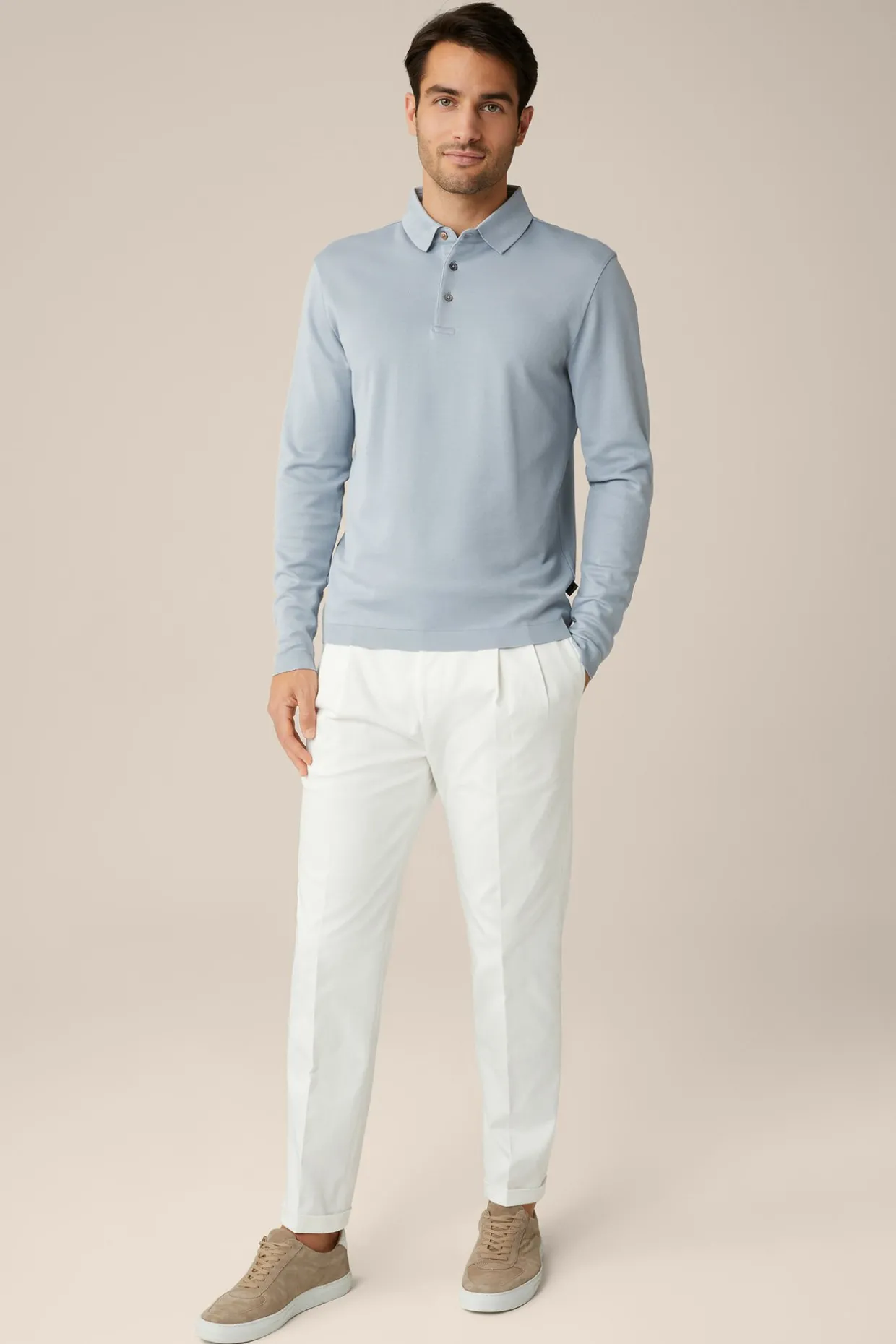 Baumwoll-Langarm-Poloshirt Frido In