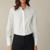 Baumwollstretch-Bluse Mit Hemdkragen In