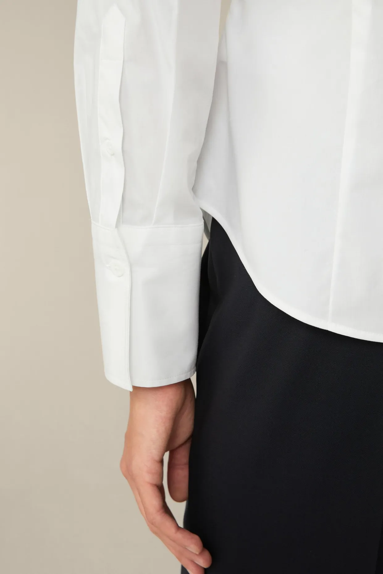 Baumwollstretch-Bluse Mit Hemdkragen In