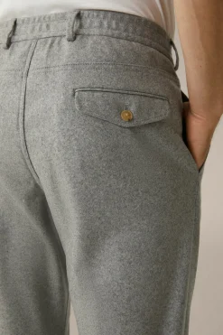Cashmere-Baukasten-Hose Floro Mit Bundfalte In Grau Meliert