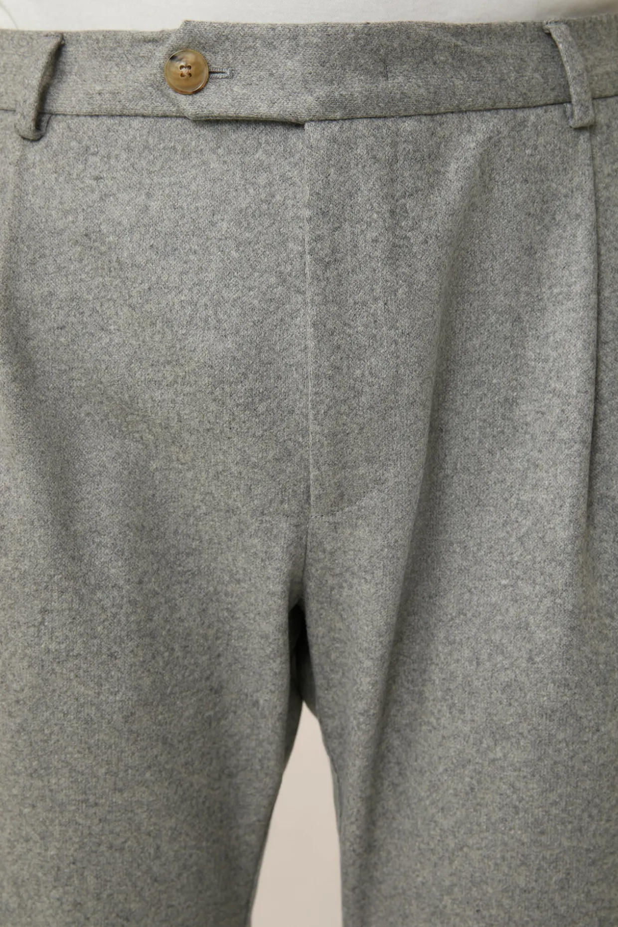 Cashmere-Baukasten-Hose Floro Mit Bundfalte In Grau Meliert