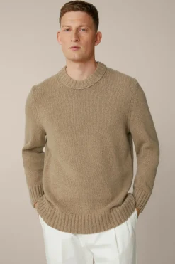 Cashmere-Strick-Rundhals-Pullover Ecosio In Beige