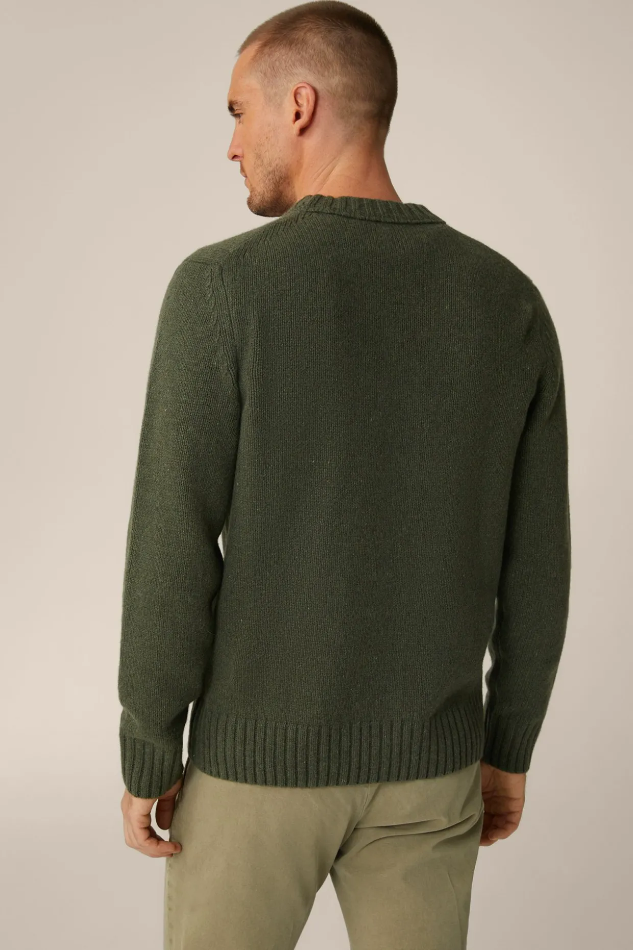 Cashmere-Strick-Rundhals-Pullover Ecosio In Olive