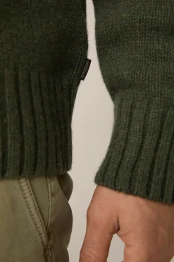 Cashmere-Strick-Rundhals-Pullover Ecosio In Olive
