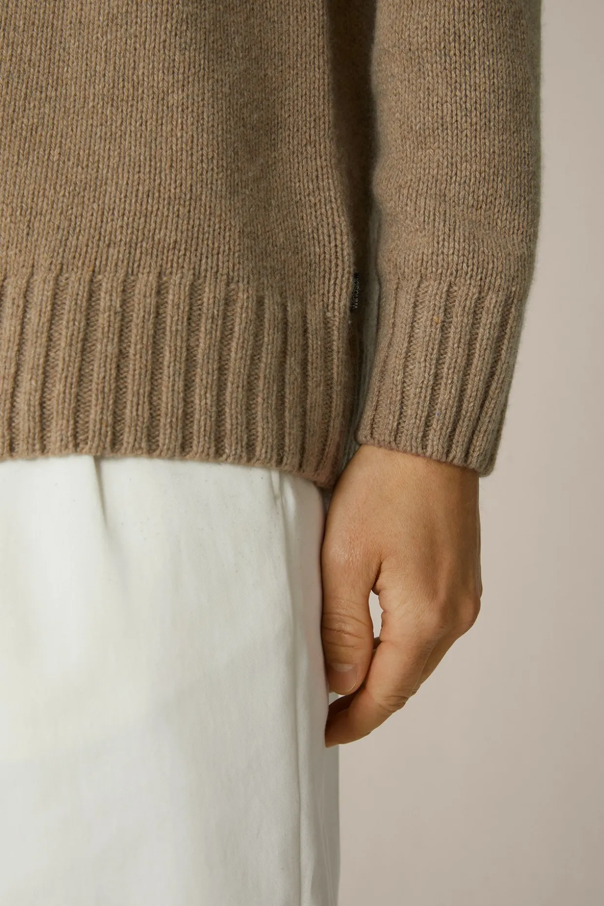 Cashmere-Strick-Rundhals-Pullover Ecosio In Beige