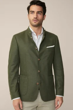 Cashmere-Trachten-Janker Sendling In Oliv Meliert