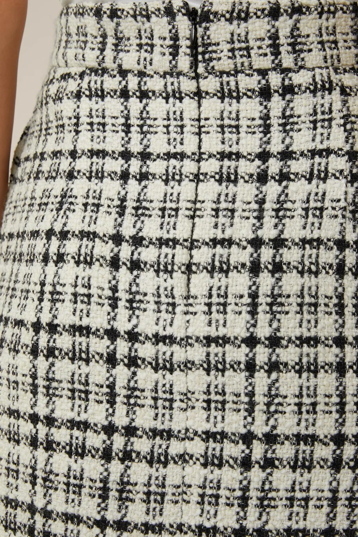 Cotton-Wool-Blend-Boucle-Rock In Weis-Schwarz Kariert