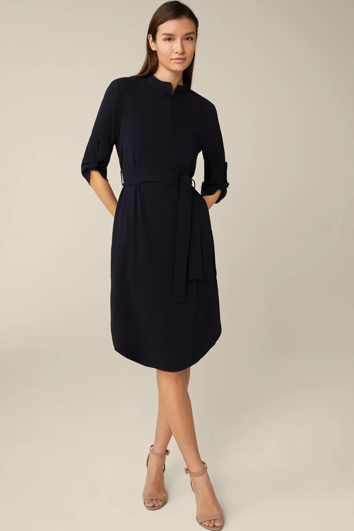 Crepe-Hemdblusen-Kleid In