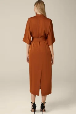 Crepe-Kleid In Midi-Lange In