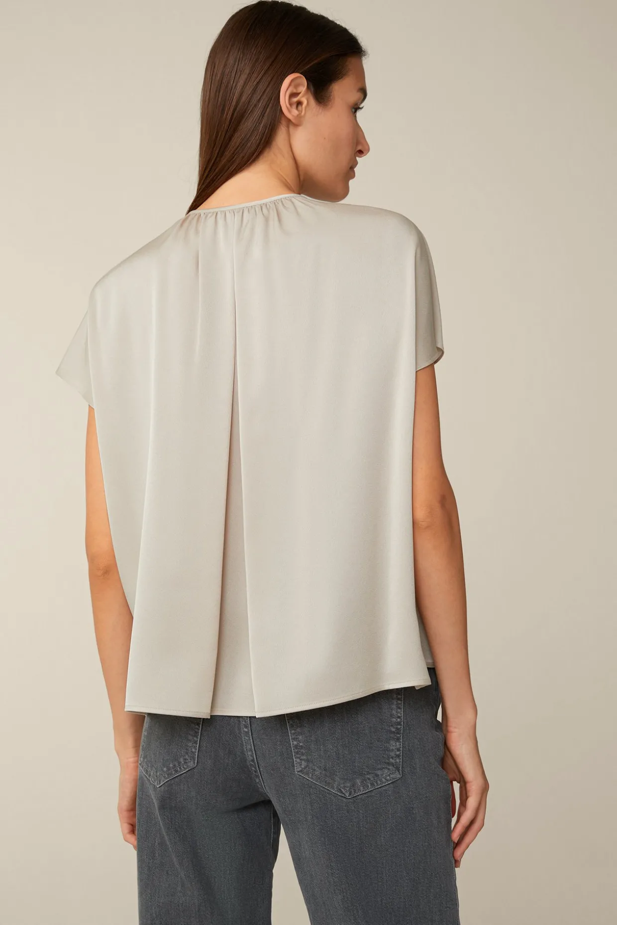 Crepe-Kurzarm-Bluse In