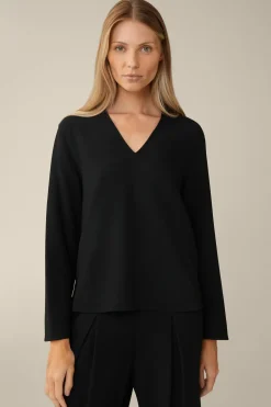 Crepe-Langarm-Bluse In