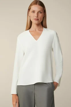 Crepe-Langarm-Bluse In