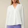 Crepe-Langarm-Bluse In