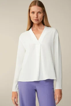 Crepe-Langarm-Bluse In