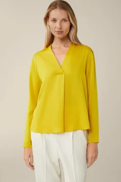 Crepe-Langarm-Bluse In
