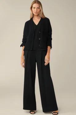 Crepe-Langarm-Bluse In