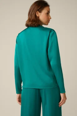 Crepe-Langarm-Bluse In