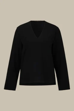 Crepe-Langarm-Bluse In