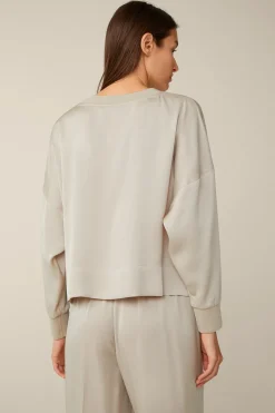 Crepe-Langarm-Bluse In