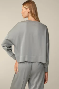 Crepe-Langarm-Bluse In