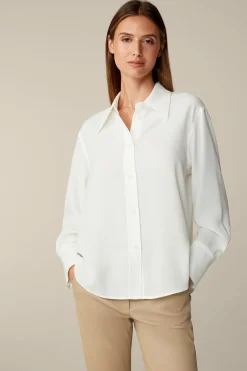Crepe-Langarm-Hemd-Bluse In