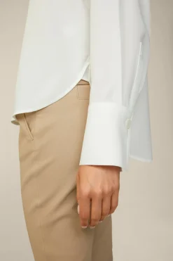 Crepe-Langarm-Hemd-Bluse In