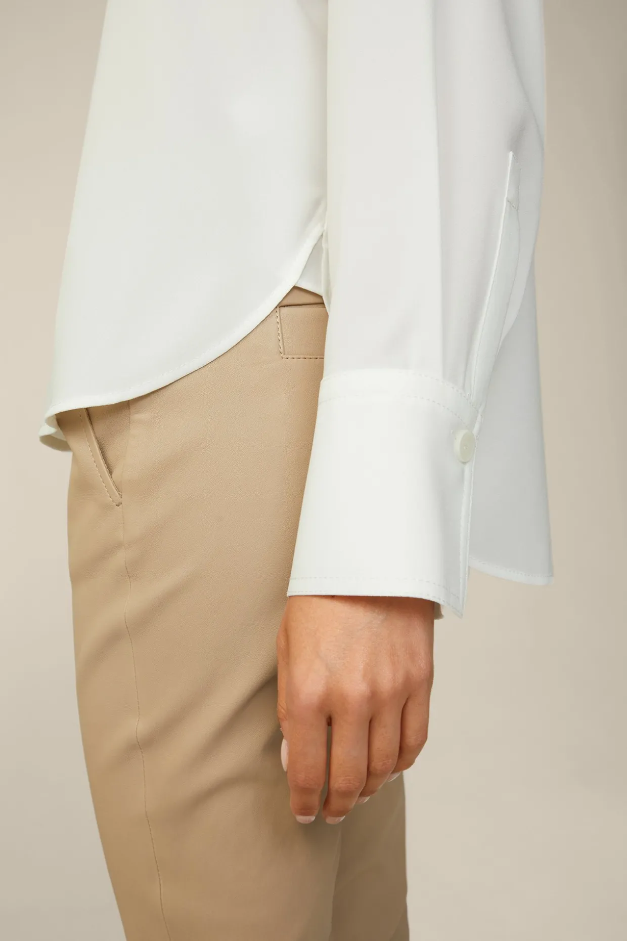 Crepe-Langarm-Hemd-Bluse In