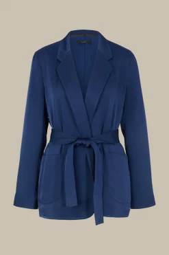 Crepe-Long-Blazer Mit Gürtel In