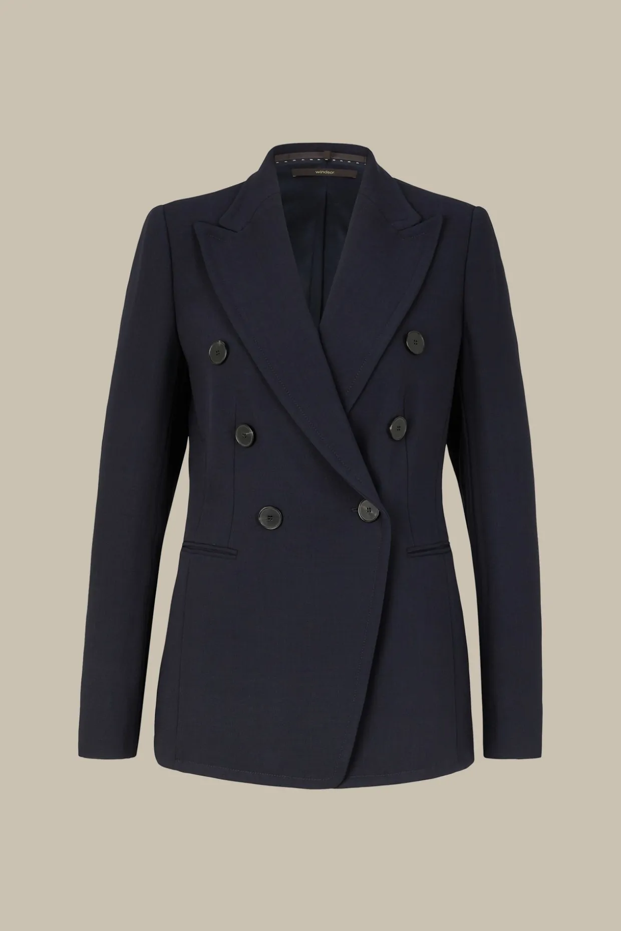 Double-Wollcrepe-Doppelreiher-Blazer In