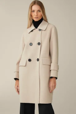 Double-Wollmix-Doppelreiher-Mantel Mit Cashmere In