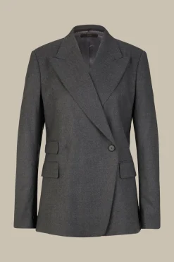 Flanell-Doppelreiher-Blazer In