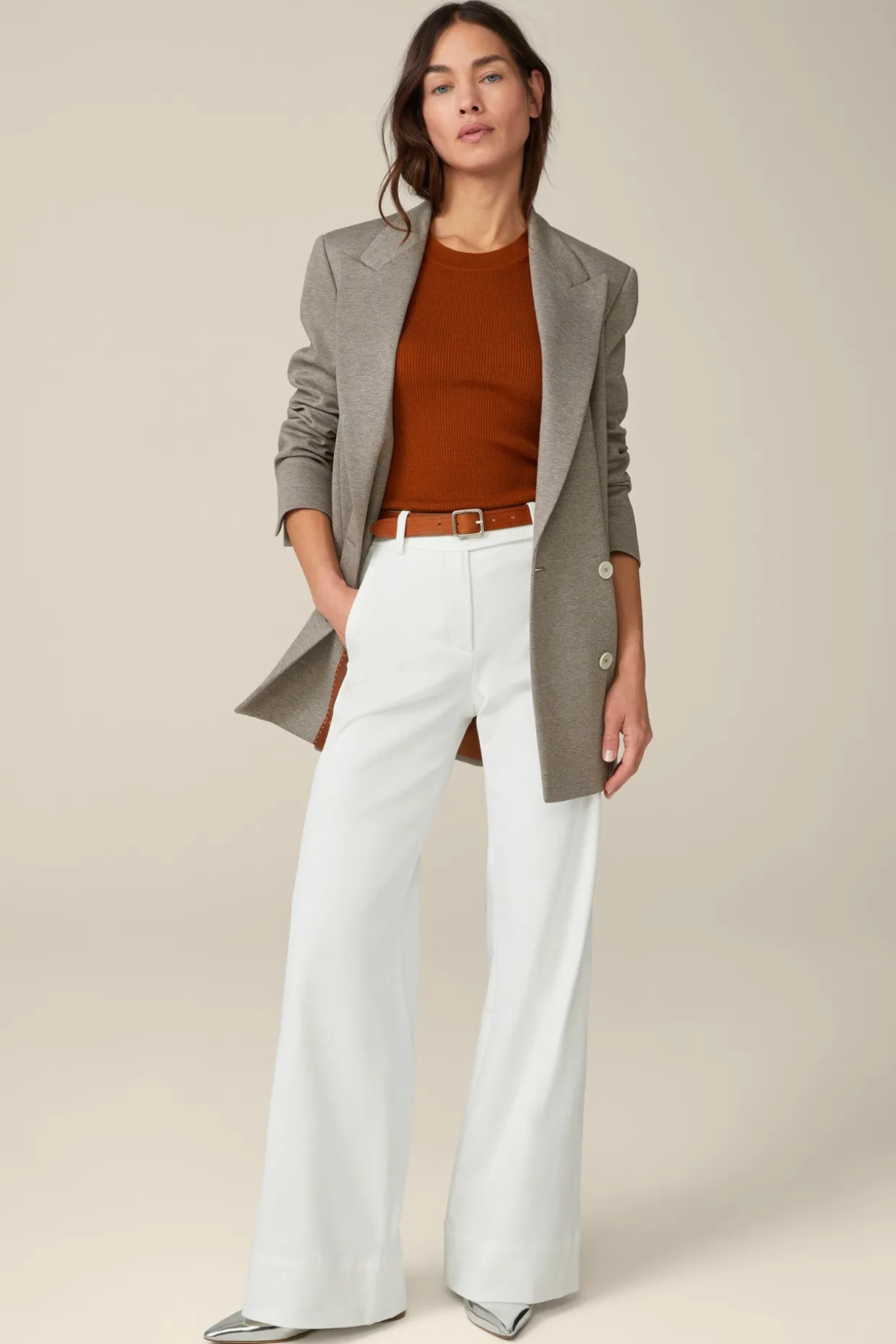Gabardine-Palazzo-Hose In
