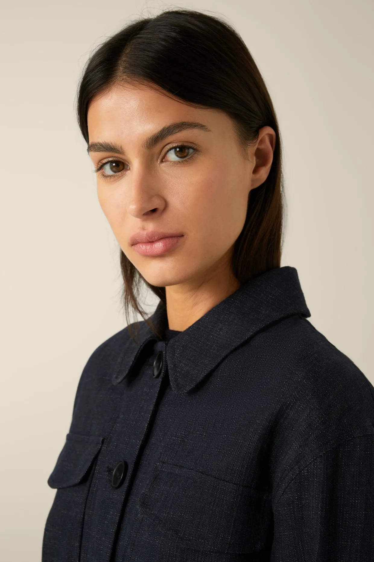 Jeans-Blazer-Jacke In Dark Denim Blue