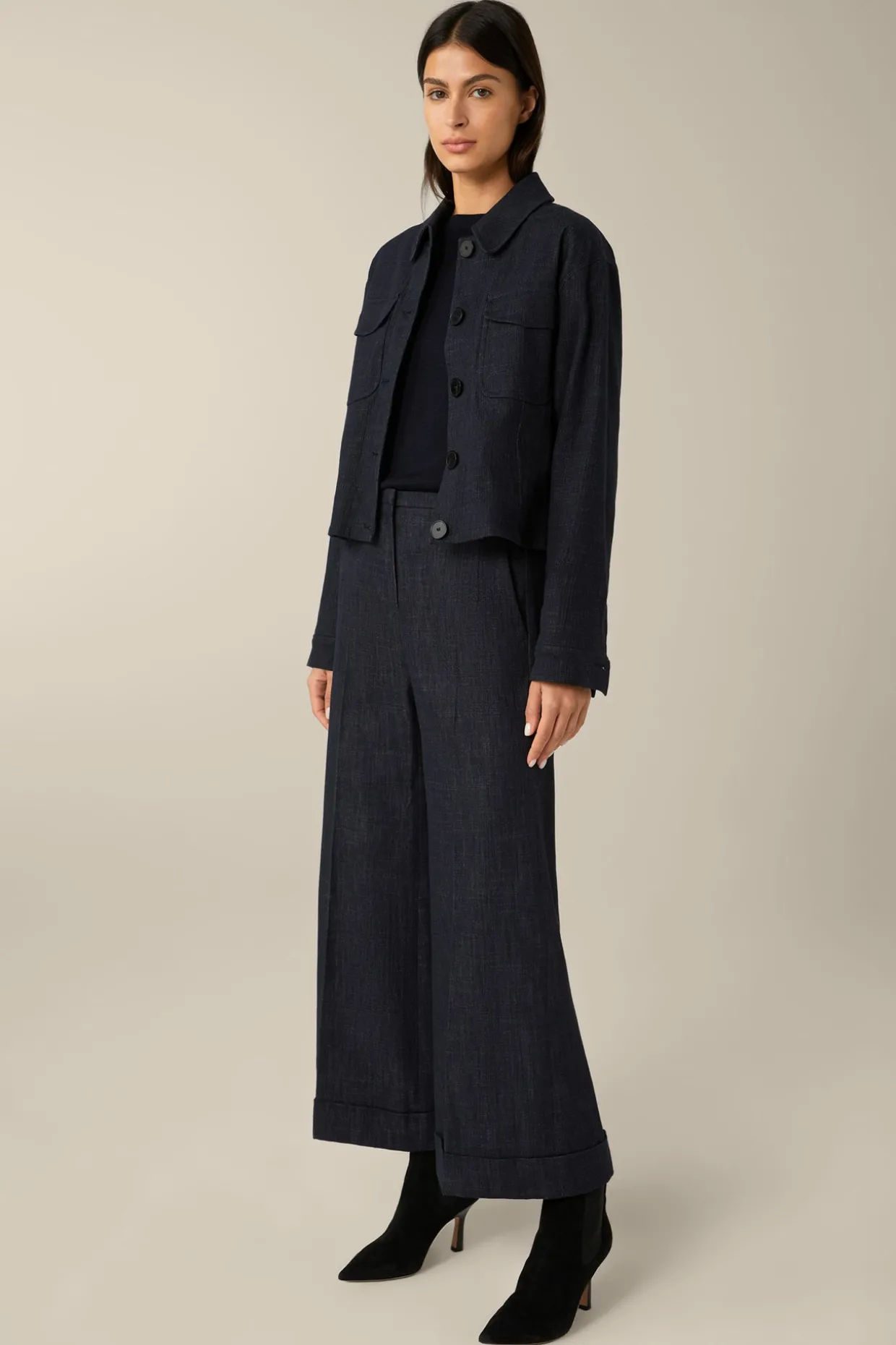 Jeans-Blazer-Jacke In Dark Denim Blue