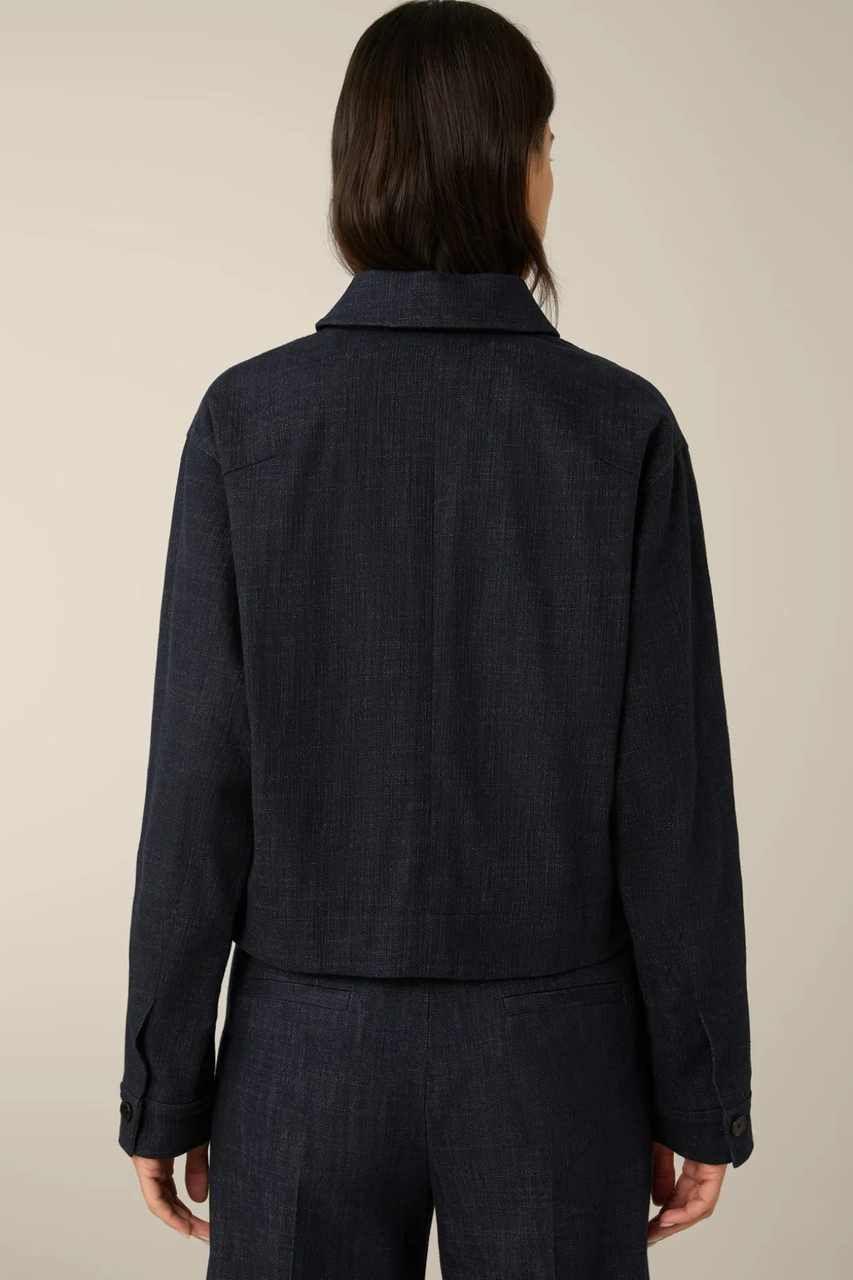 Jeans-Blazer-Jacke In Dark Denim Blue