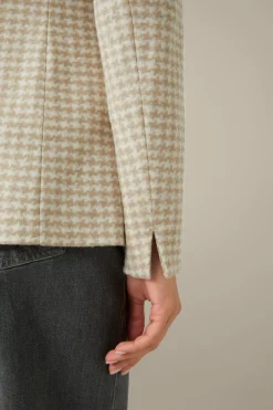 Jersey-Blazer In Beige-Ecru Gemustert