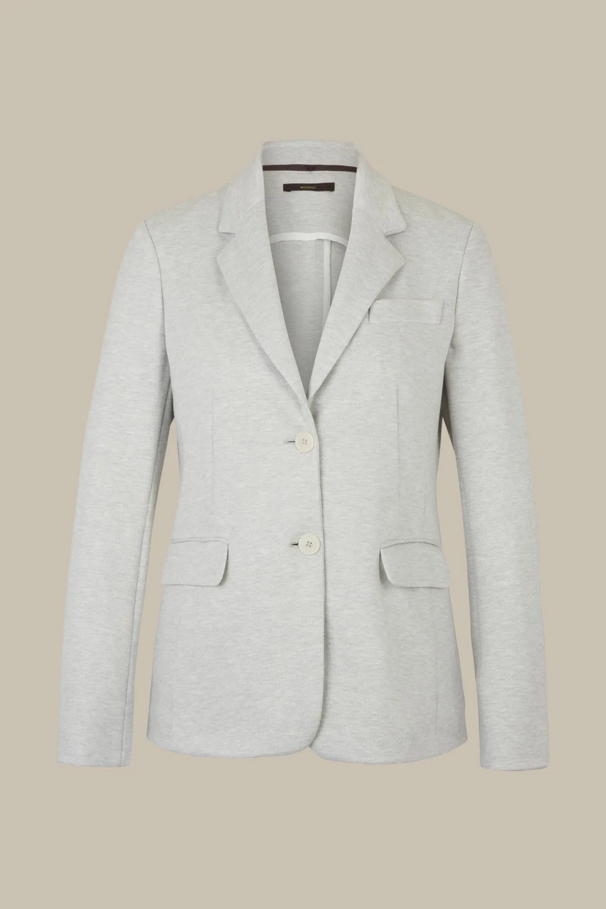 Jersey-Blazer In Hell Ecru Gemustert