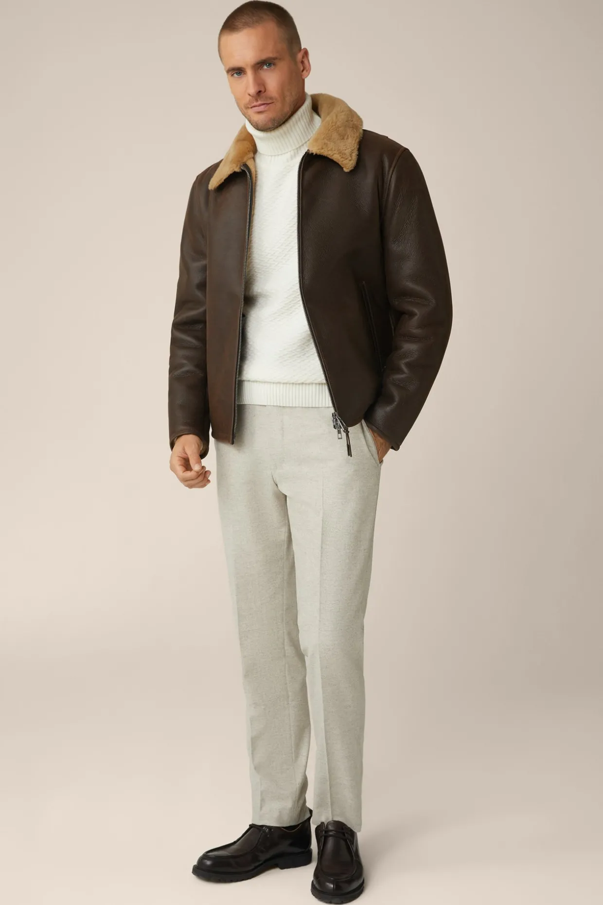 Lamm-Leder-Jacke Mezzano Mit Hemdkragen In