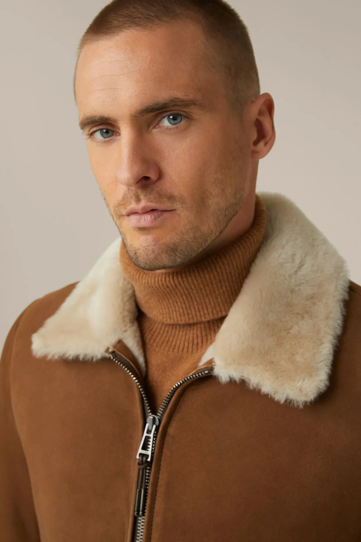 Lamm-Velours-Lederjacke Rapallo Mit Hemdkragen In