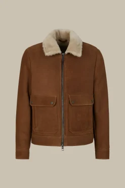 Lamm-Velours-Lederjacke Rapallo Mit Hemdkragen In