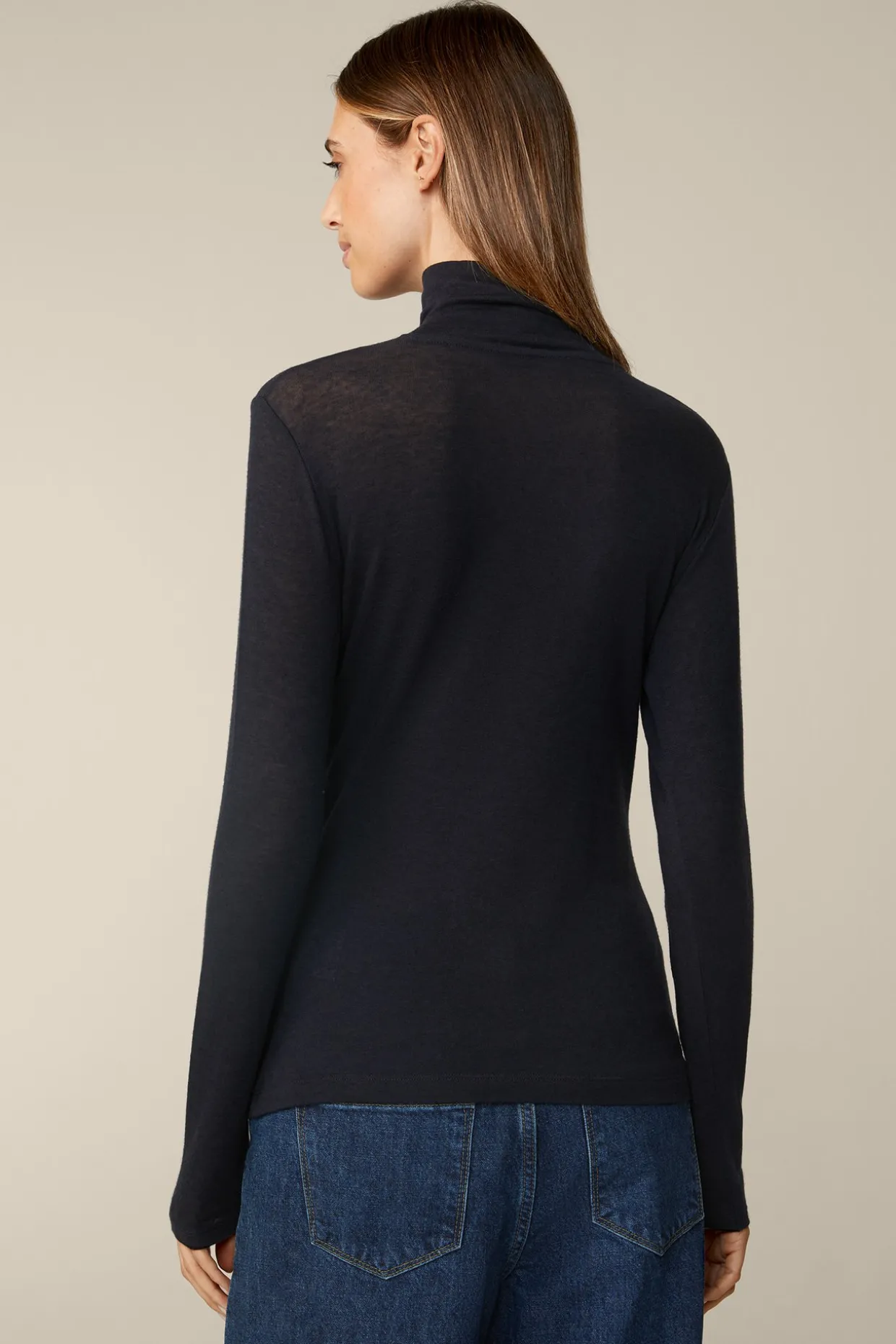 Lyocell-Wool-Rollkragen-Pullover In Dunkelblau