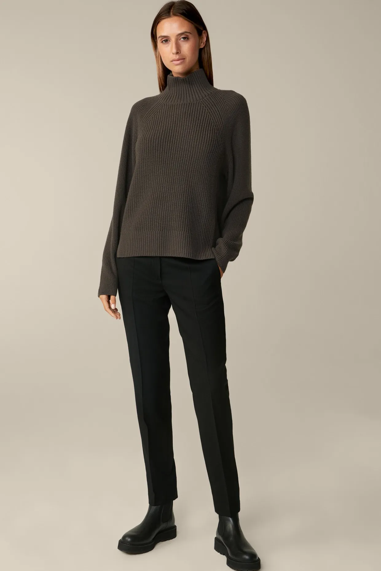 Merino-Strick-Rollkragen-Pullover In
