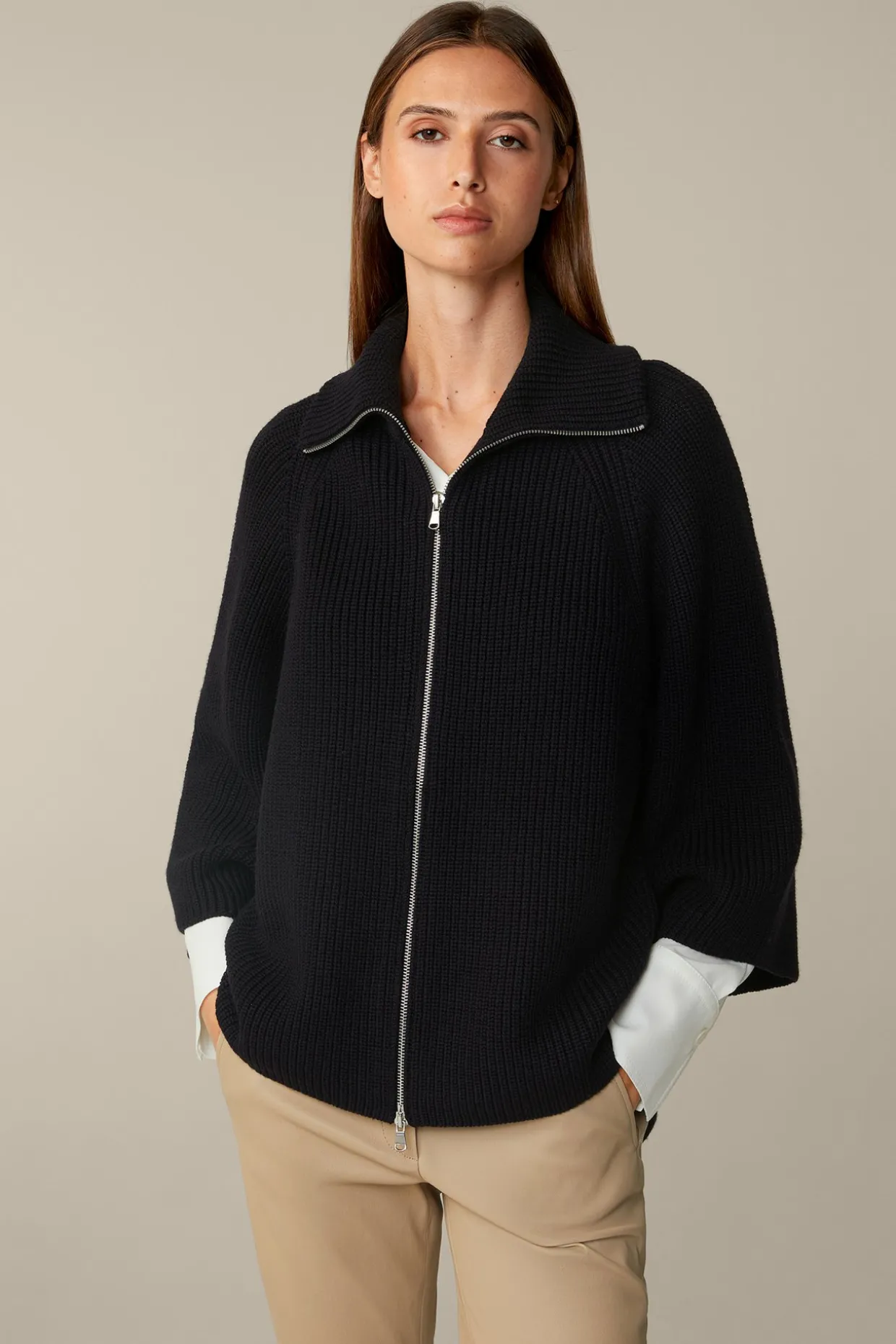 Merino-Strick-Zip-Cardigan In