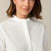 Popeline-Baumwoll-Bluse Mit Stehkragen In