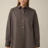 Popeline-Baumwollstretch-Hemdbluse, Oversized, In