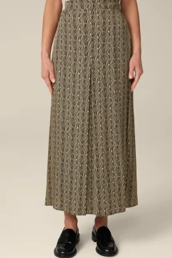 Print-Maxi-Rock Aus Viskose In Schwarz-Beige Gemustert