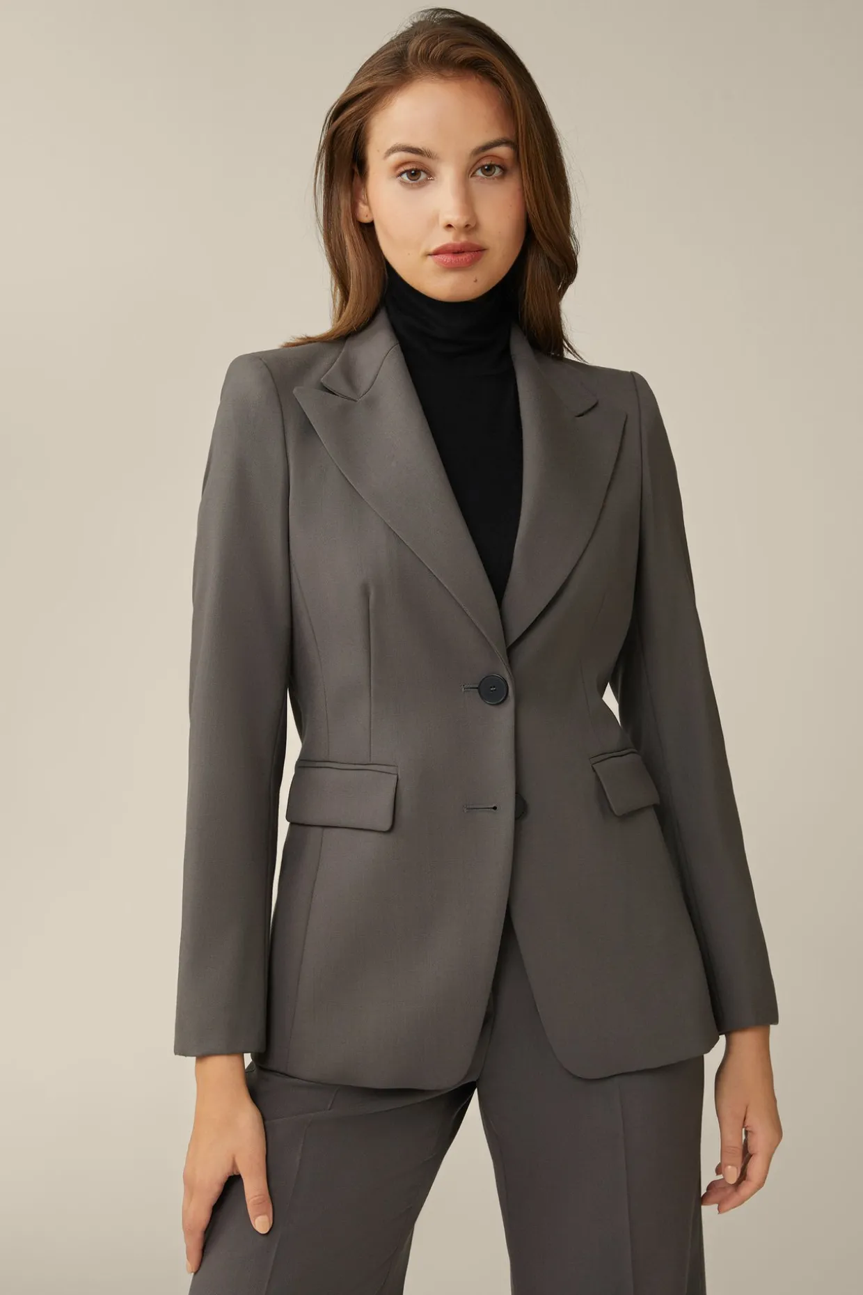 Schurwoll-Blazer In Taupe
