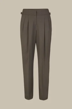 Schurwoll-Bundfalten-Hose In Taupe