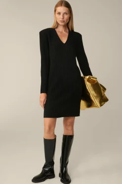 Schurwoll-Cashmeremix-Ripp-Strick-Kleid In