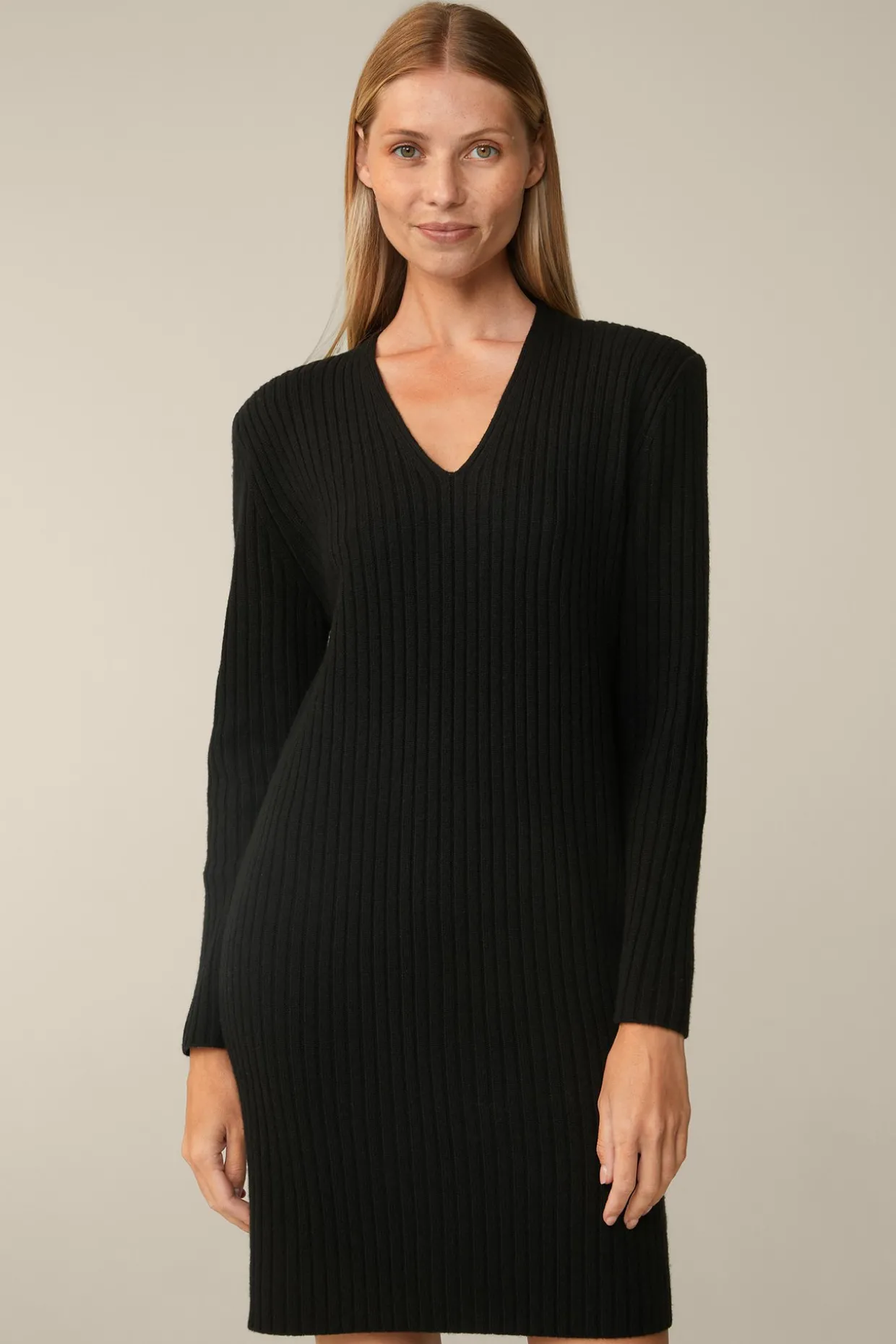 Schurwoll-Cashmeremix-Ripp-Strick-Kleid In
